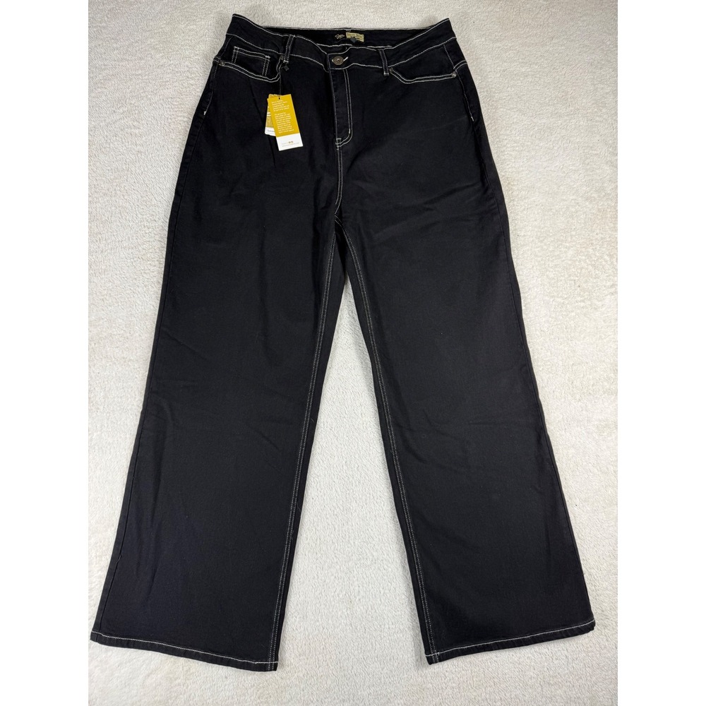Suzanne Betro Mia Jeans Womens 18 Black NEW High Waist Relaxed Straight Leg
